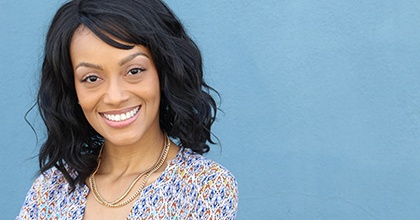 Woman with veneers in Bristol