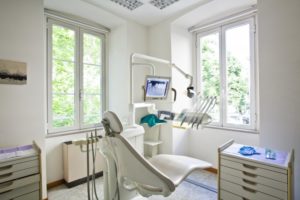 Clean, safe dentist examination chair in COVID-19