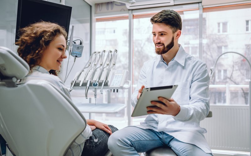 Woman smiling at the dentist